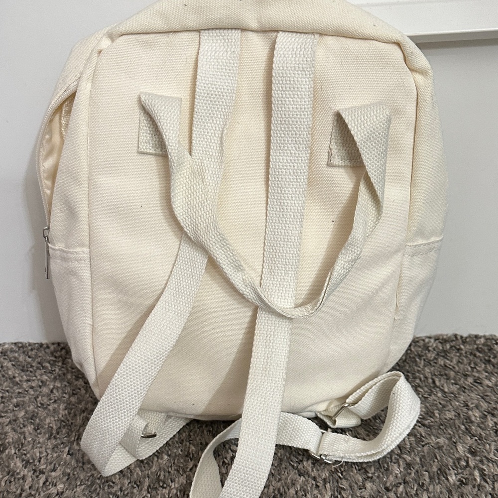 Cream Canvas Backpack - Picture 2 of 3